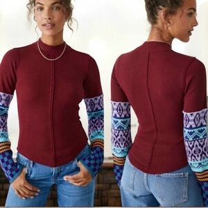 Free People WE THE FREE Gorgeous Thermal Cuff top WOMEN’S size LARGE